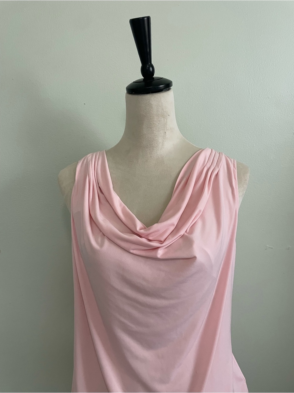Calvin Klein Light Pink Draped Cowl Neck Sleeveless Blouse